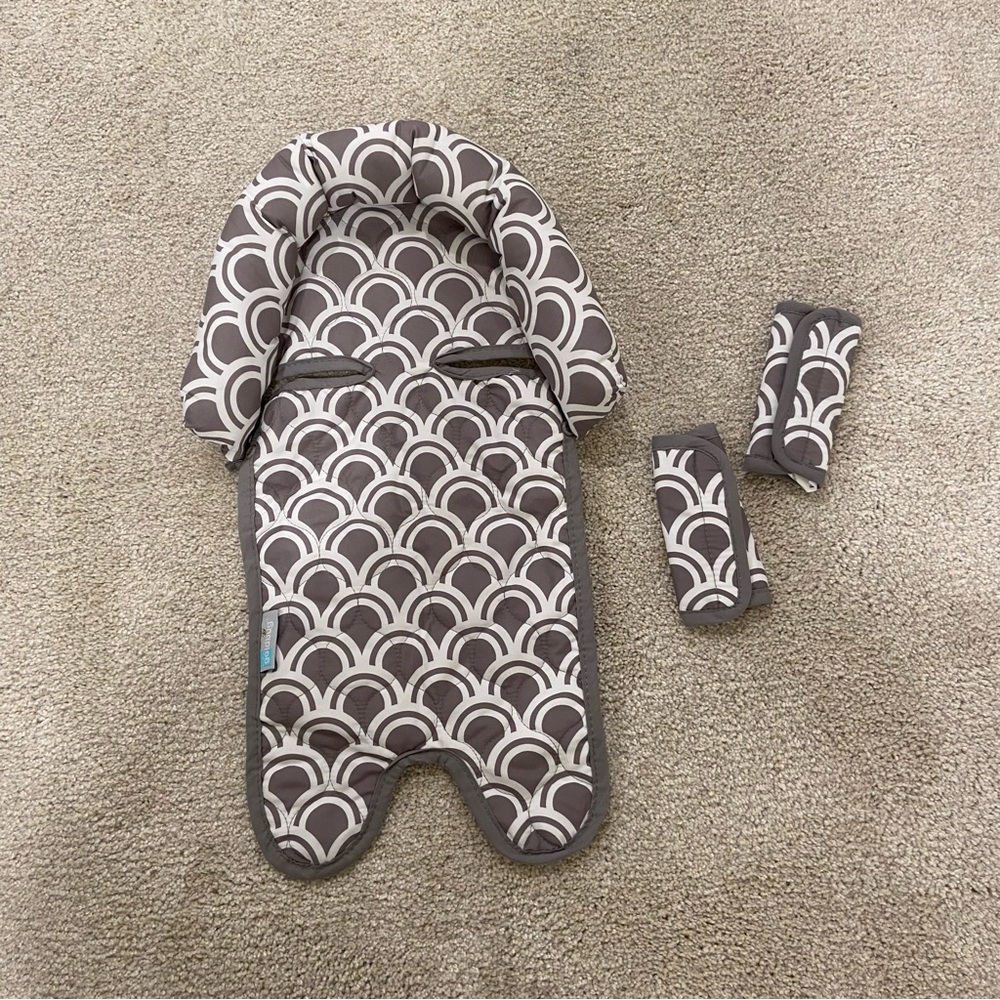 Infant Head Support Cushion + Shoulder Strap Pads for Car seat, Baby chair, etc